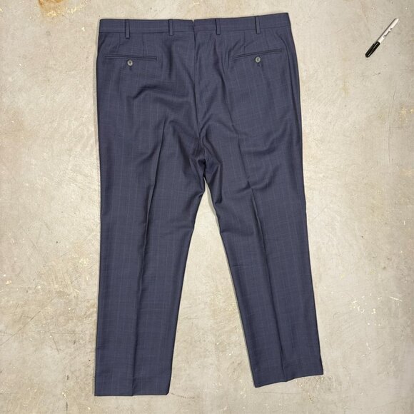 J. Hilburn Dress Pants Wool Trousers Windowpane Blue Portugal 40x30 - Picture 7 of 9